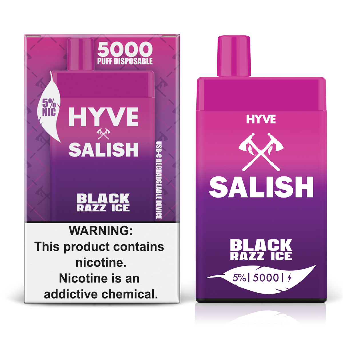Black Razz ICE by Hyve X Salish Disposable 5K 5%