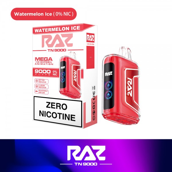 RAZ TN9000 Disposable Nicotine FREE Watermelon ICE - VaporWyse RAZ TN9000 Disposable Nicotine FREE Watermelon ICE - VaporWyse