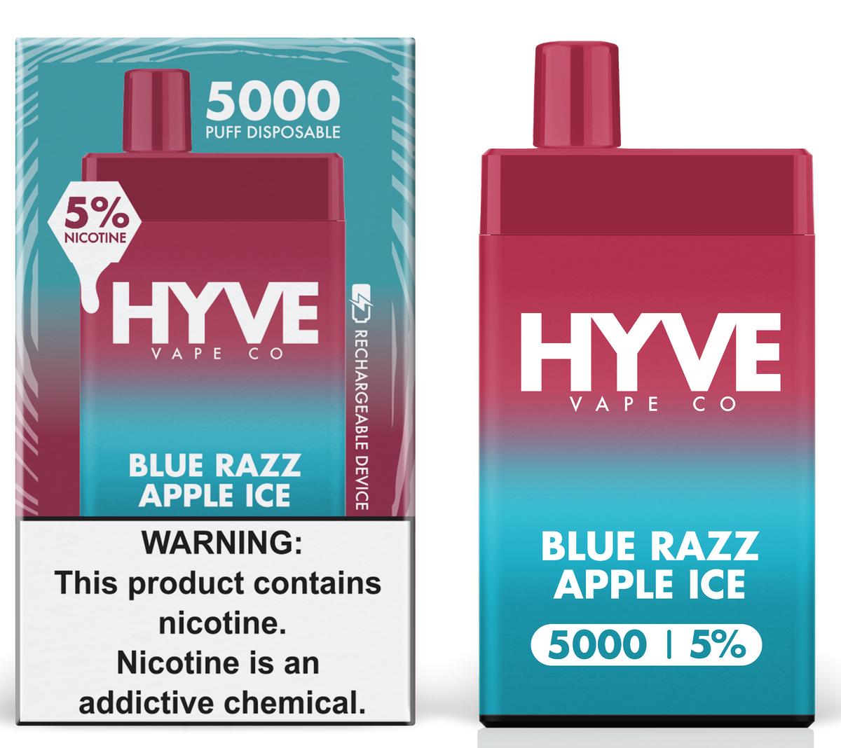 Blue Razz Apple Ice by Hyve Disposable 5K 5%
