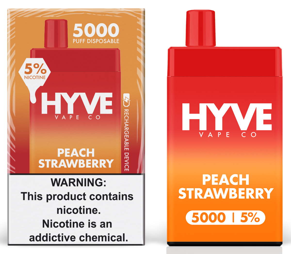 Peach Strawberry by Hyve Disposable 5K 5%