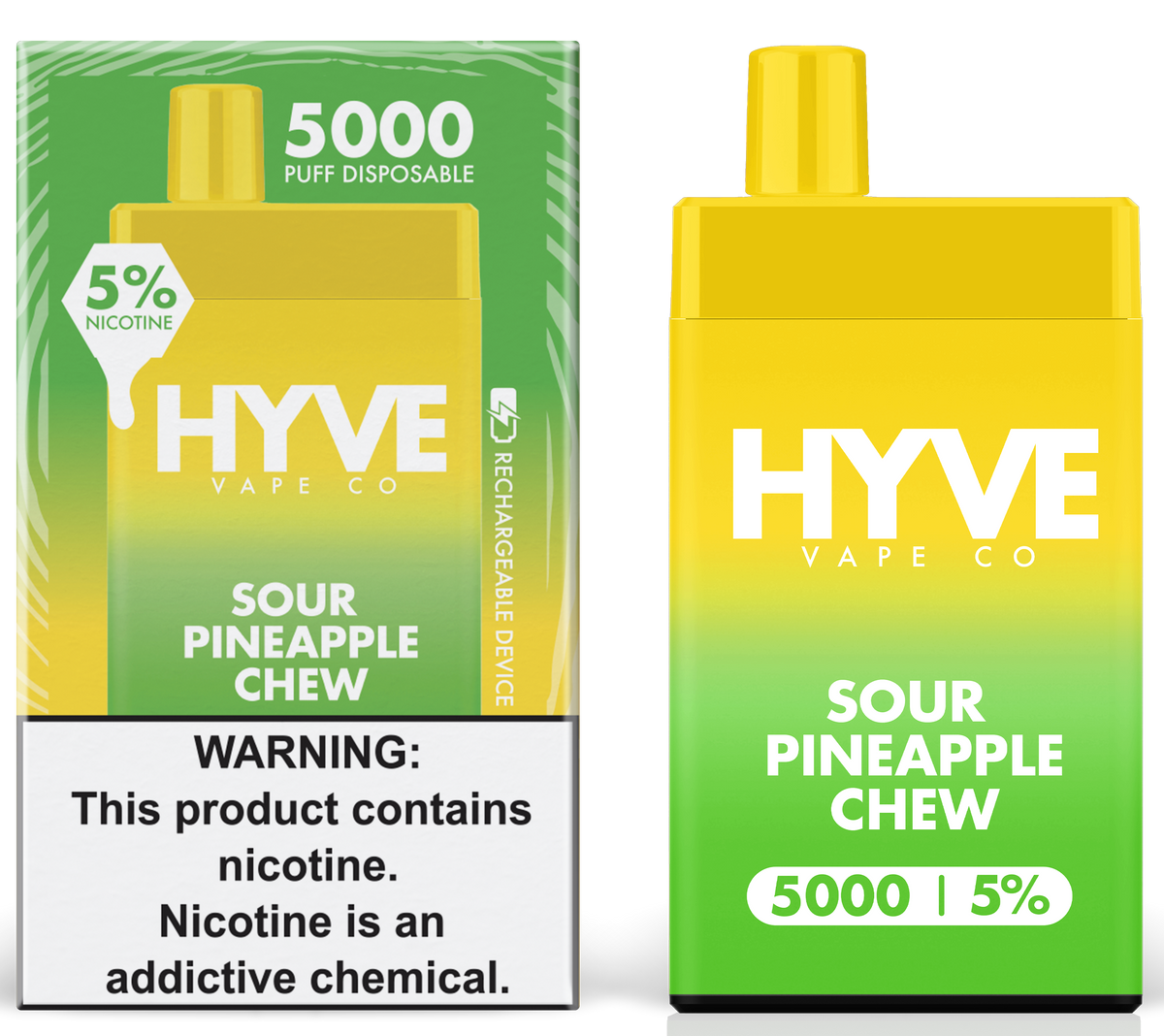 Sour Pineapple Chew by Hyve Disposable 5K 5%