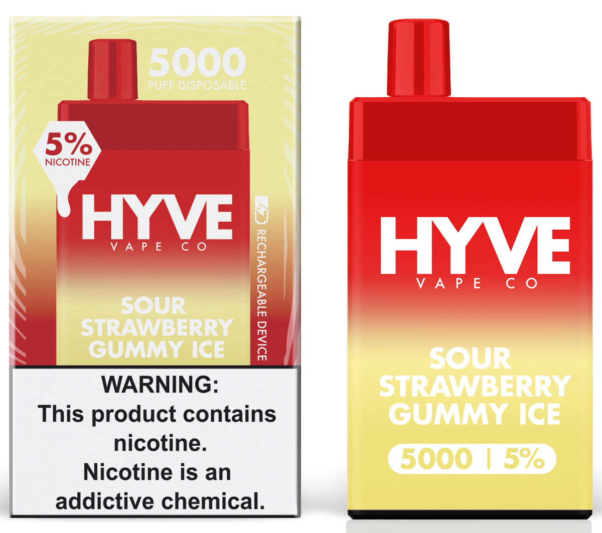 Sour Strawberry ICE by Hyve Disposable 5K 5%