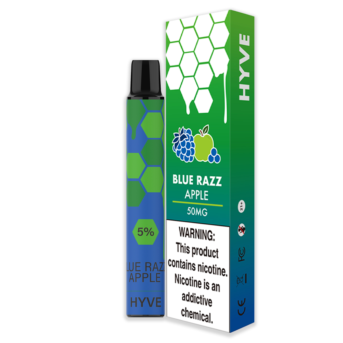 Blue Razz Apple by Hyve 5% Disposables